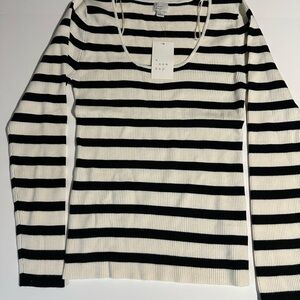 A New Day Black and White Striped Sweater